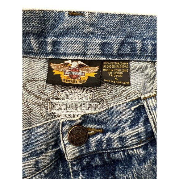 Vintage Rare y2k Harley Davidson Low Rise Jeans Tailbone Embroidery Women’s Sz 4 - Picture 10 of 12